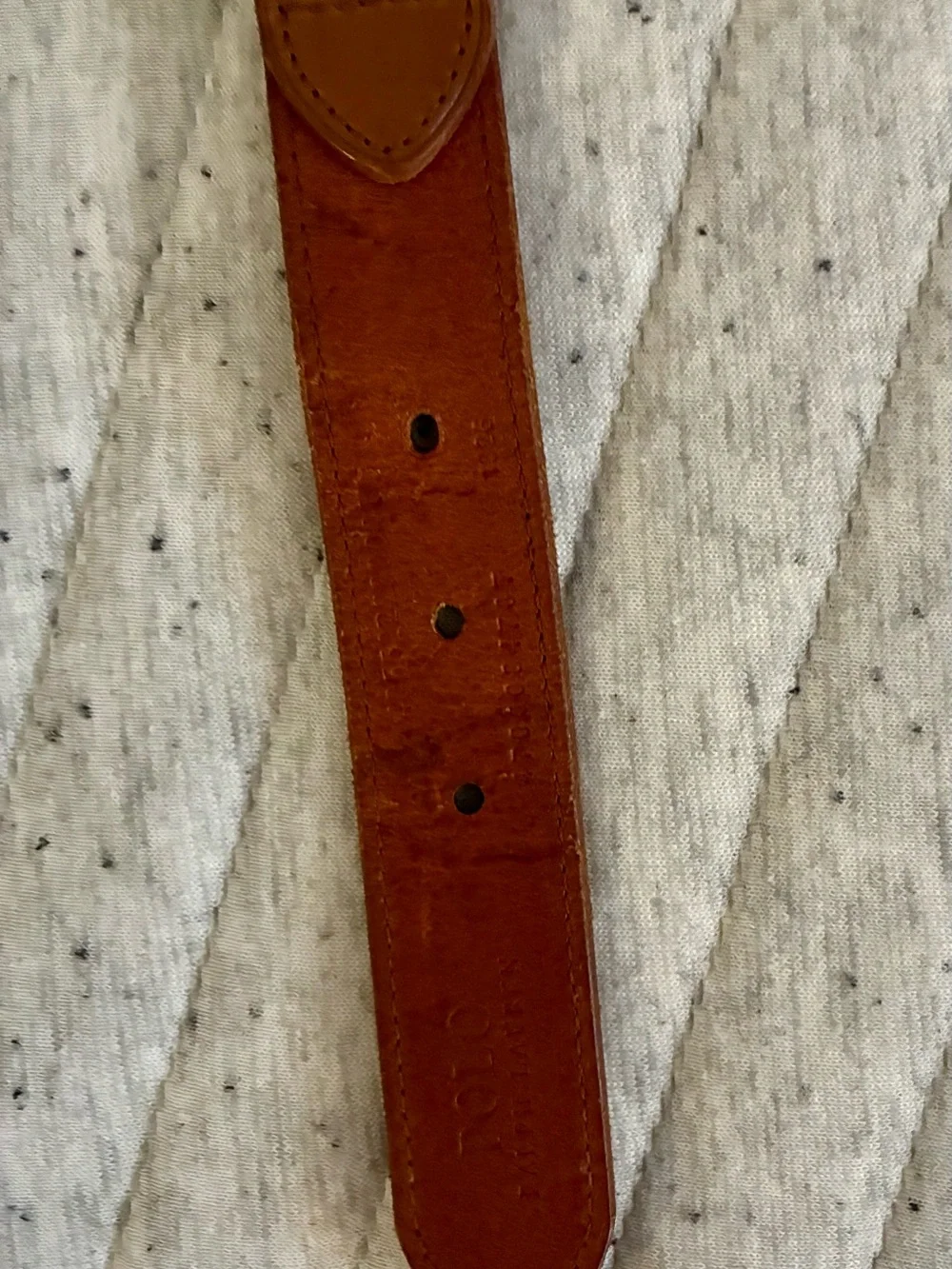Polo by Ralph Lauren Navy Fabric and Tan Leather Belt with Brass Buckle - Picture 3 of 5